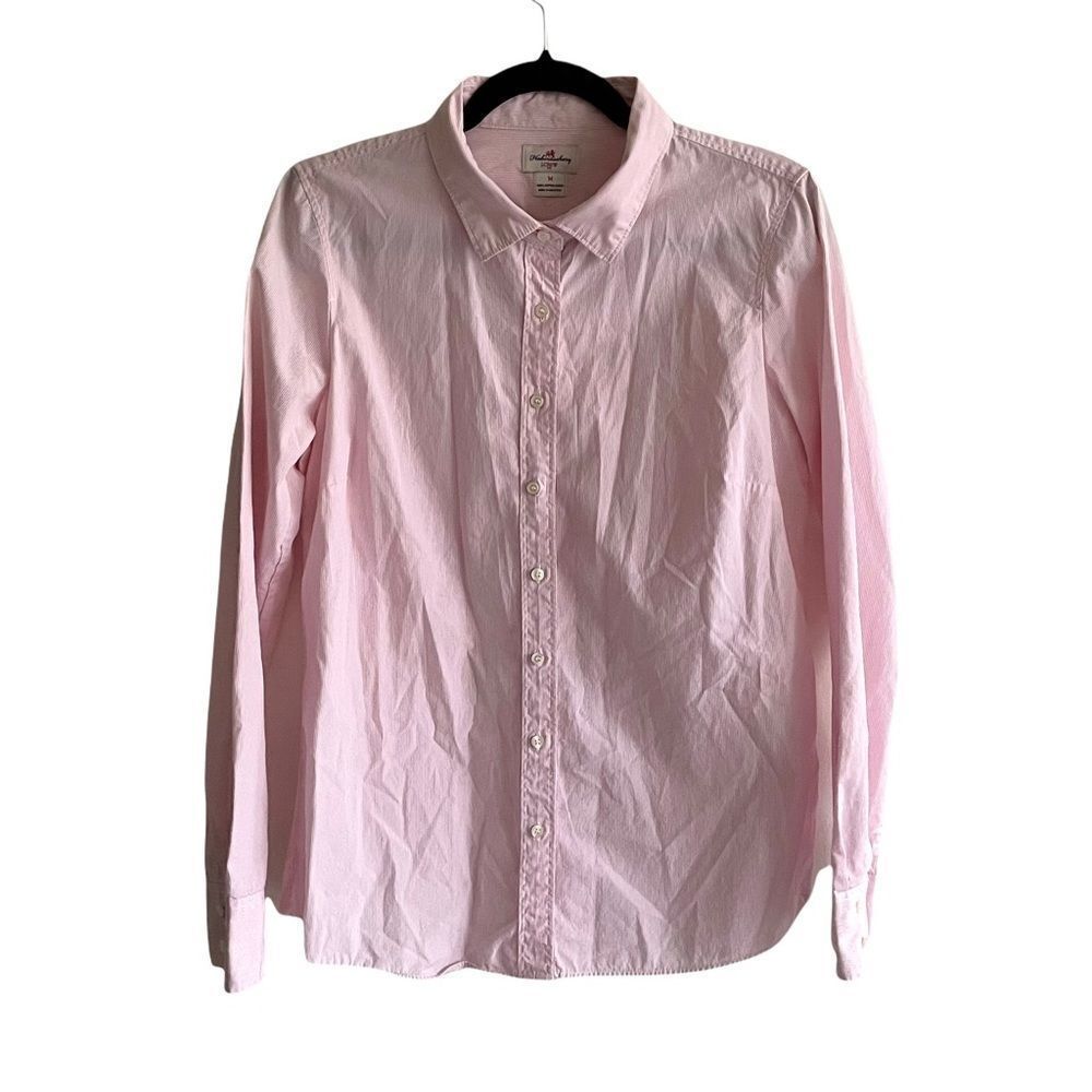 J. CREW Haberdashery Cotton Striped Long Sleeve Button Front Shirt Pink White M